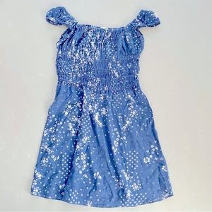 Blue off shoulder dress